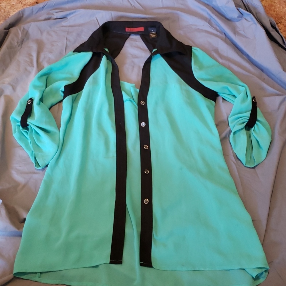 BKE brand sheer blouse with cut out back